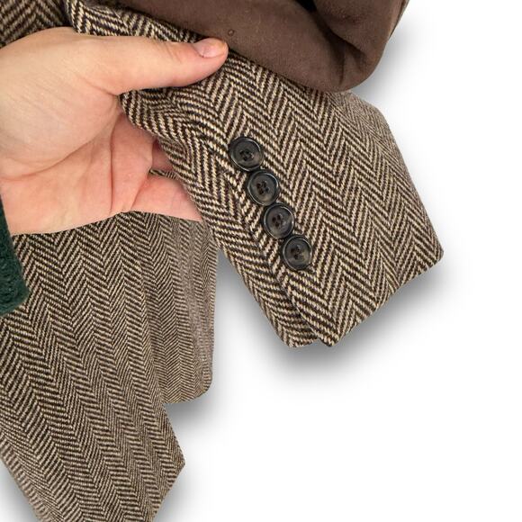 Vintage Polo by Ralph Lauren Herringbone Wool Sport Coat Jacket Elbow Patches XL - Picture 5 of 12